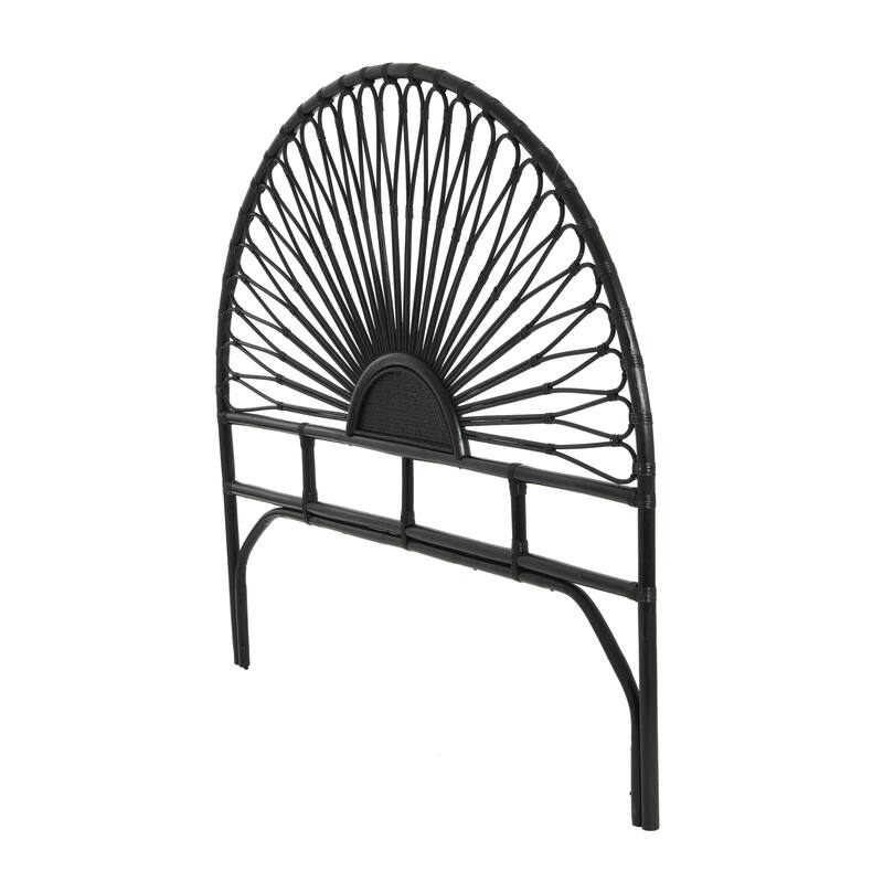 Rattan Headboard with Sunrise Design
