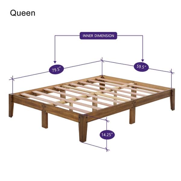 Sleeplanner 14inch Rustic Wood Queen Platform Bed Frame Bed Bath