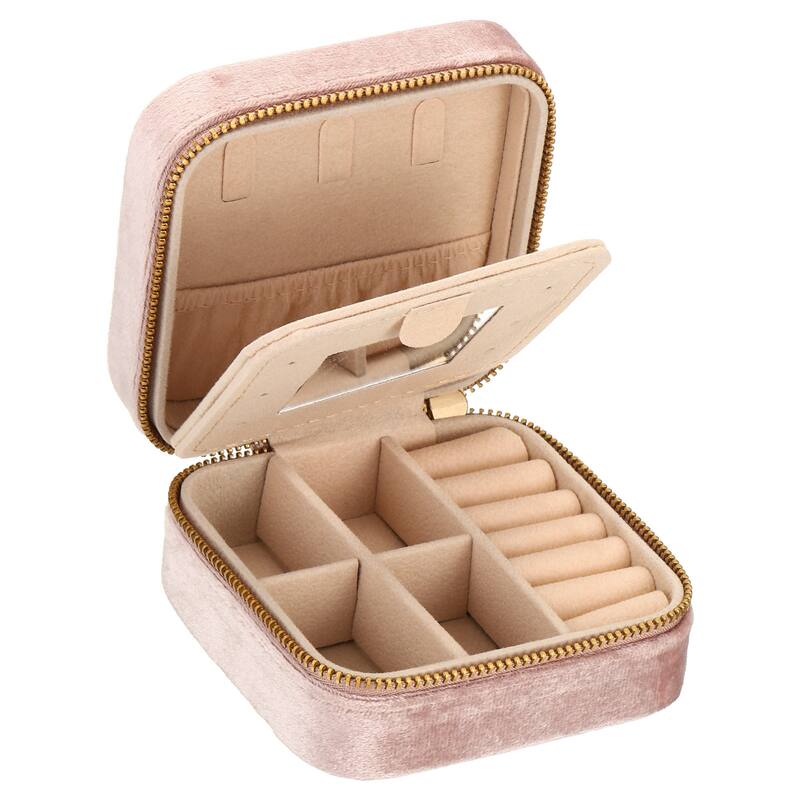Travel Jewelry Case Jewelry Organizer Box with Mirror Square Style 2
