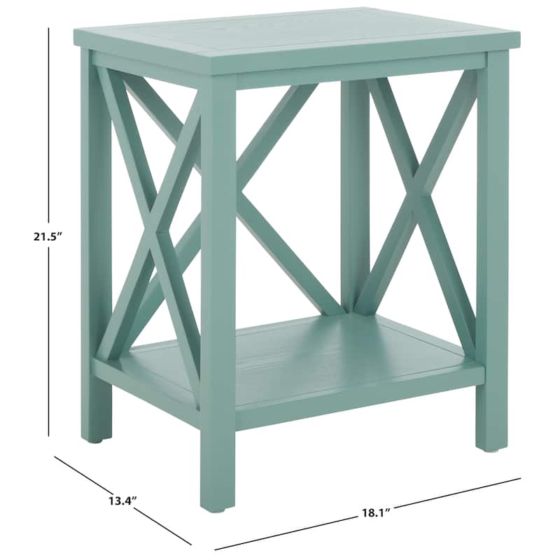 SAFAVIEH Yasumi White Cross Back End Table - 18.1" x 13.4" x 21.5" - 18Wx13Dx22H