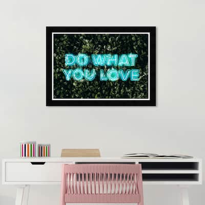 Wynwood Studio Prints Typography and Quotes What You Love Neon Blue and Neon Blue Bohemian & Eclectic Wall Art Canvas Print