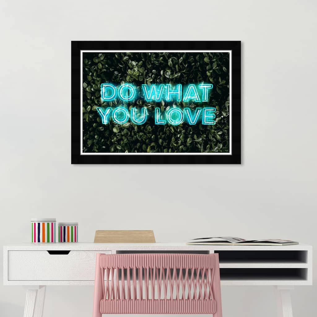 Wynwood Studio Prints Typography and Quotes What You Love Neon Blue and Neon Blue Bohemian & Eclectic Wall Art Canvas Print