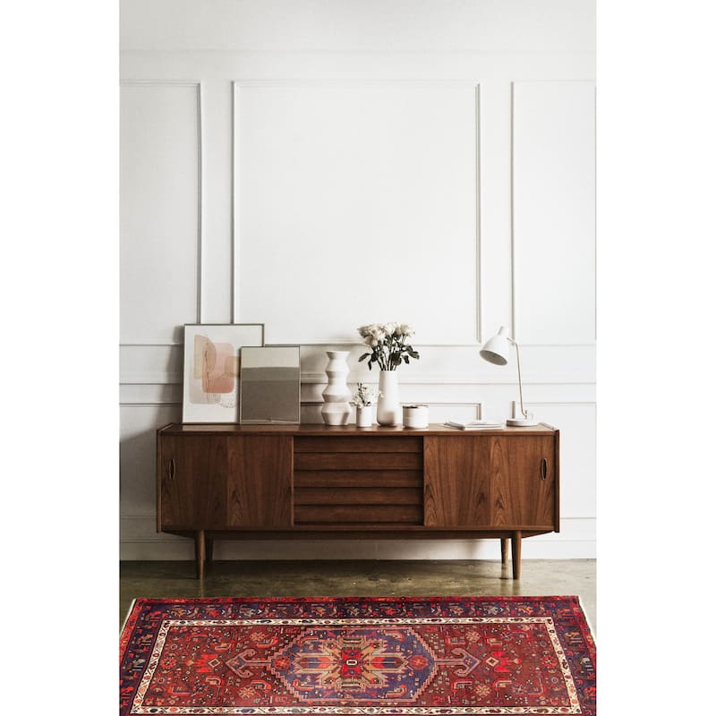 ECARPETGALLERY Hand-knotted Andelz Red Wool Rug - 4'3 x 6'11