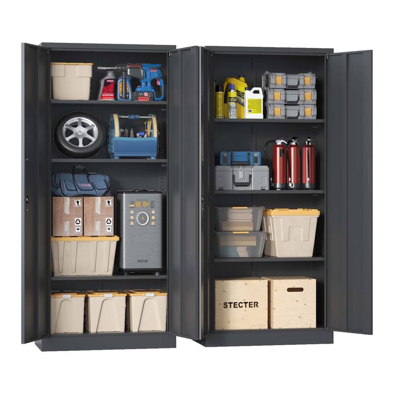 Modern Filing Cabinet, Garage Storage Cabinet with Doors and 3 Adjustable Shelves, for Home Office, Classroom/Pantry