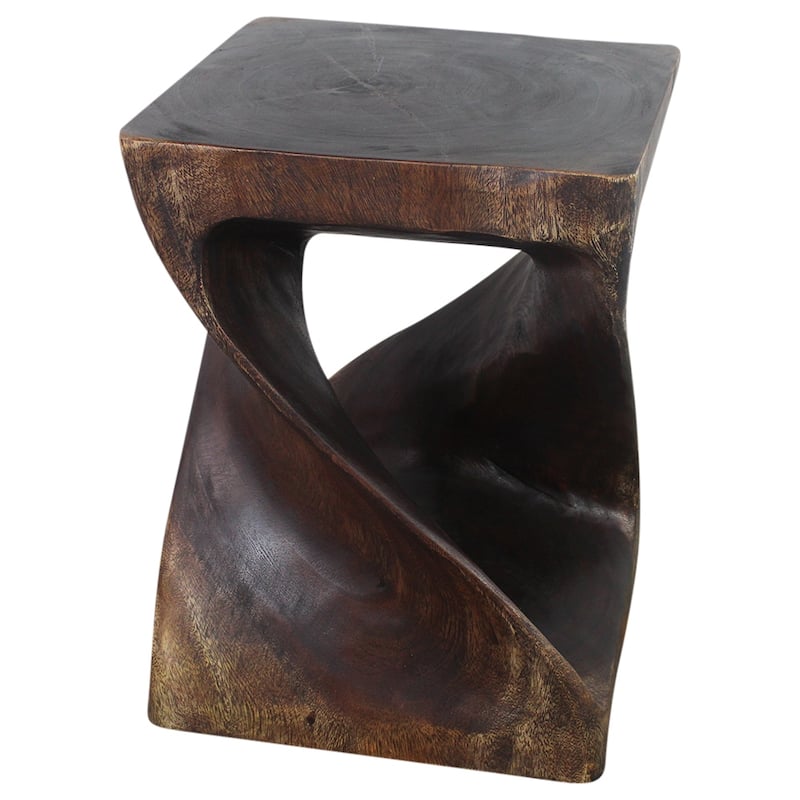 Haussmann® Wood Twist End Table 15 x 15 x 20 inch High Mocha Oil