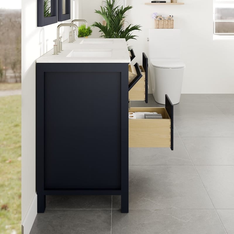 Totti Artemis 60" Blue DS Bath Vanity with WH Engineered Top