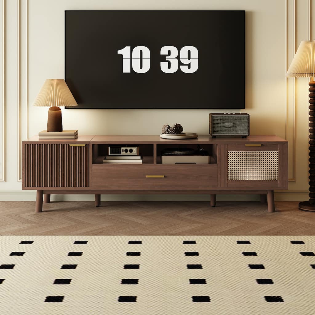 70 in with Solid Wood Legs TV Stand for TVs up to 80 in - n/a