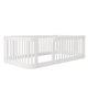 preview thumbnail 31 of 32, Twin/Full Size Wooden Floor Bed, Kids Bed Frame with Fence Guardrail, Toddle Bed with Small Opening