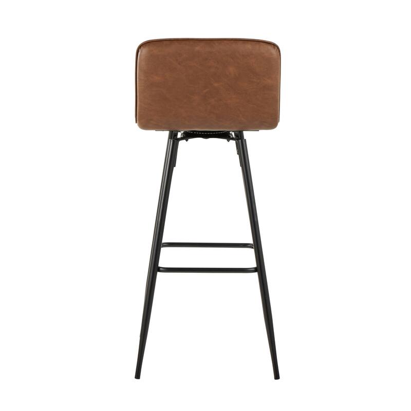 Porch & Den Kerby 30" Fixed-Height Swivel Bar Stool with Metal Legs & Square Footrest (Set of 2)