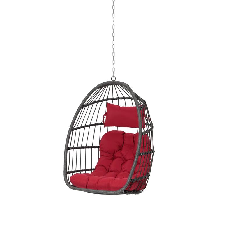 PE Rattan Egg Hanging Chair with Cushion