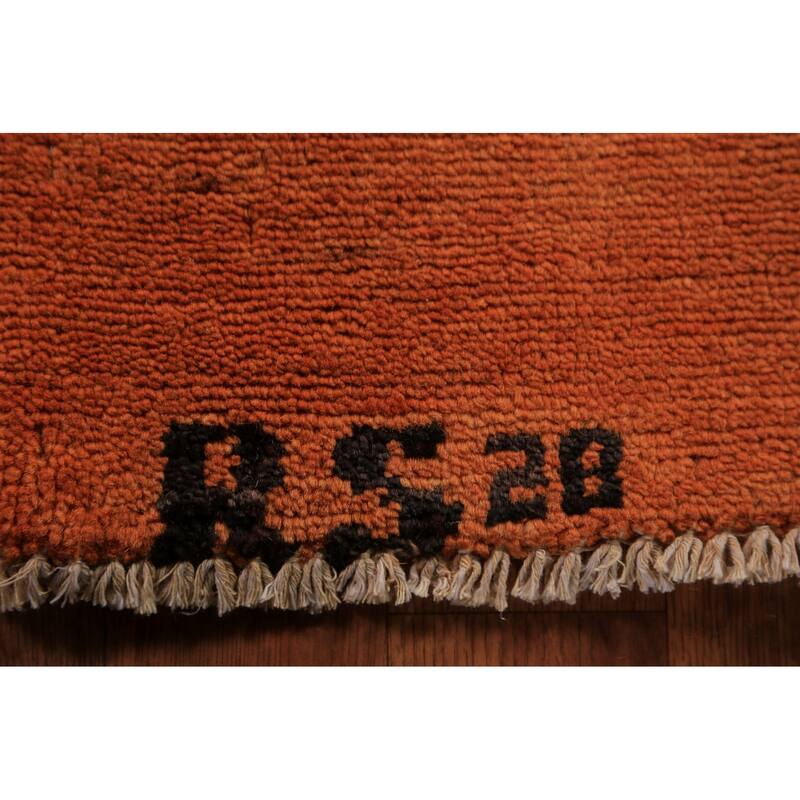 Orange Gabbeh Oriental Runner Rug Handmade Wool Carpet - 3'3" x 6'6"