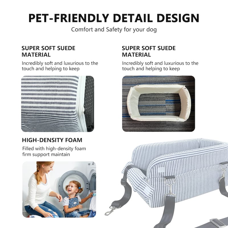 WOWMAX Small Dog Car Seat for Center Console Pet Booster Seat for Car Cat Carrier