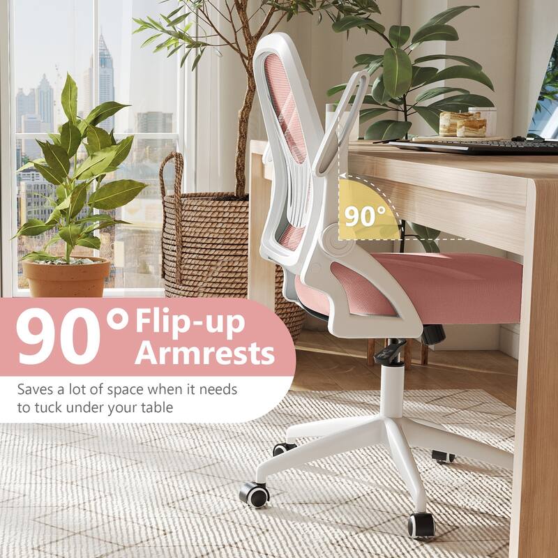 Costway Mesh Office Chair with Lumbar Support & Flip-up Arms Rolling - See Details