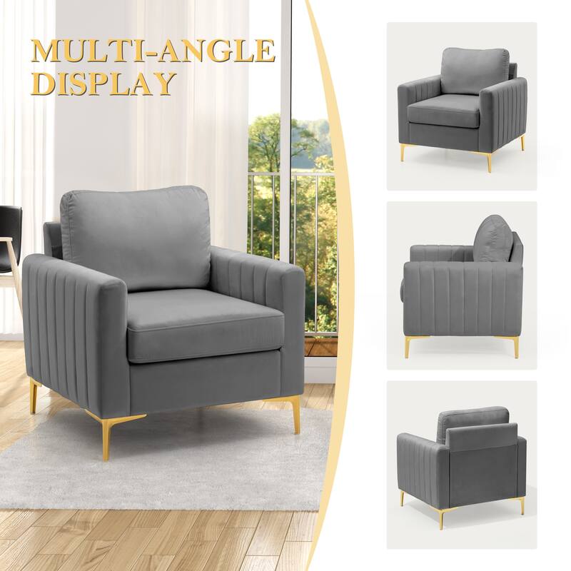 Upholstered Club Chair Accent Chair Velvet Arm Chair Comfortable Sofa Chair - See picture