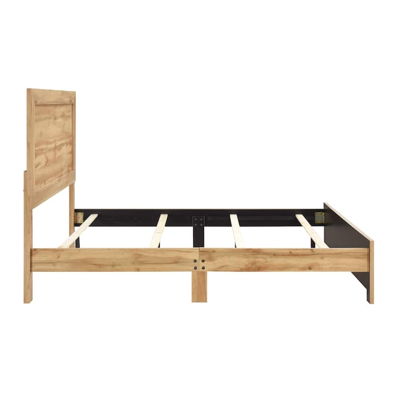 Queen Bed Frame with Headboard, Footboard, and Rails, Natural Finish, Easy Assembly, Ships in One Box