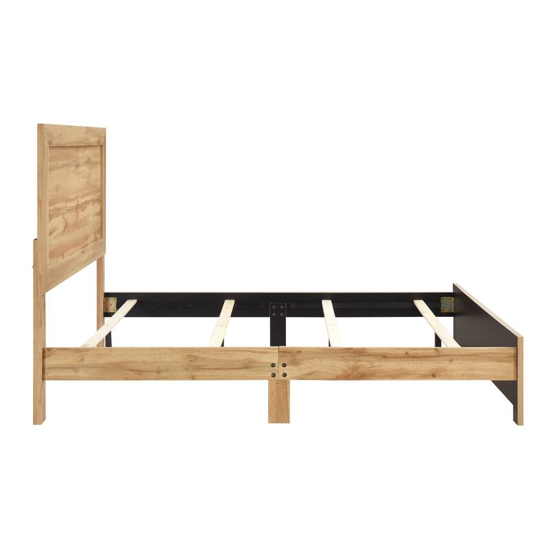 Rustic Natural Finish Eastern King Bed Frame - Headboard, Footboard & Rails Included, Easy Assembly, Scratch-Resistant