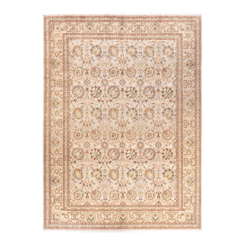 Overton Hand Knotted Wool Vintage Inspired Traditional Mogul Ivory Area Rug - 9 x 12