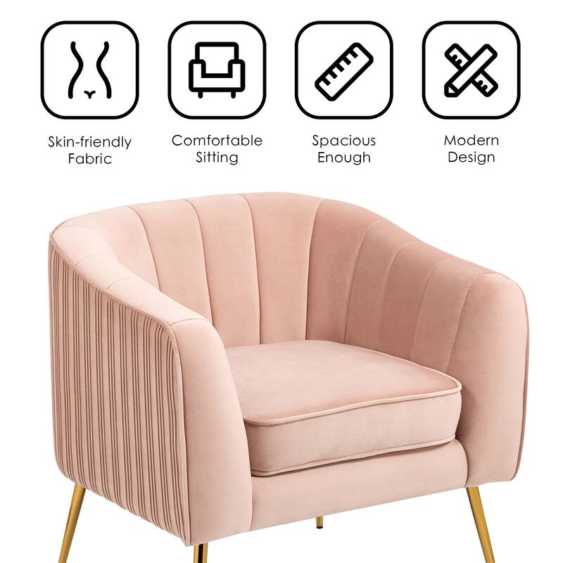 Velvet Shell Shaped Chair with Gold Tone Legs