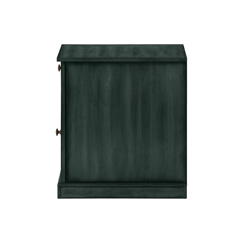 Accent Table, End, Side Table, Nightstand, Narrow, Bedroom, Lamp, Storage Drawer, Antique Blue Veneer, Traditional