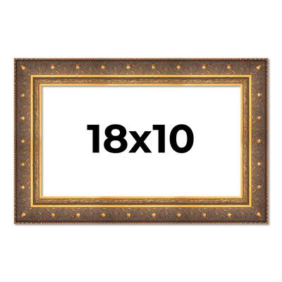 18x10 Frame Vintage Gold Solid Wood Picture Frame | 2.5 Inch Moulding