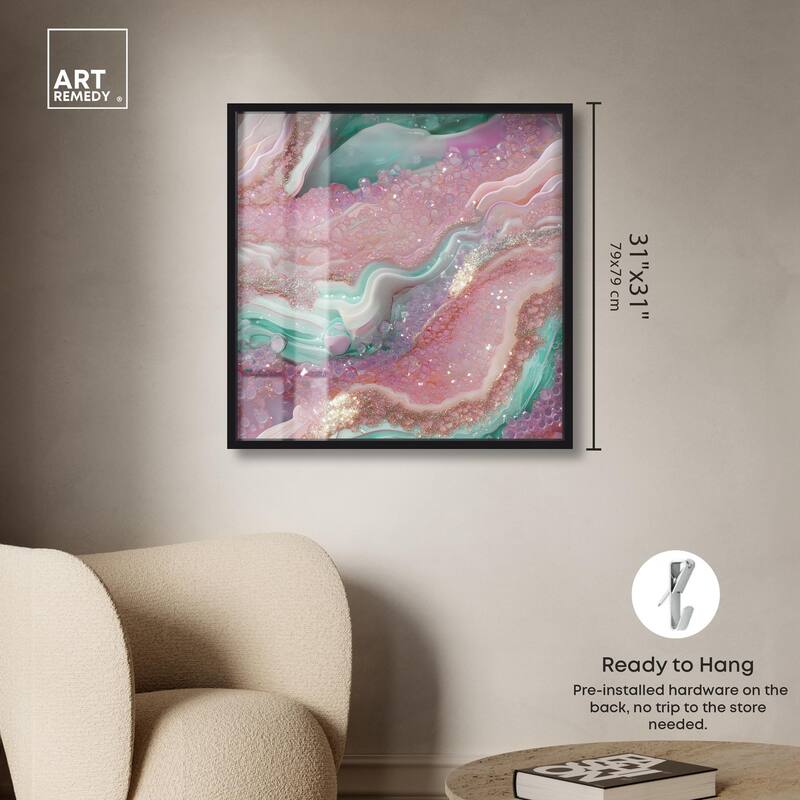 Pink and Mint Crystal III Shadowbox by Art Remedy