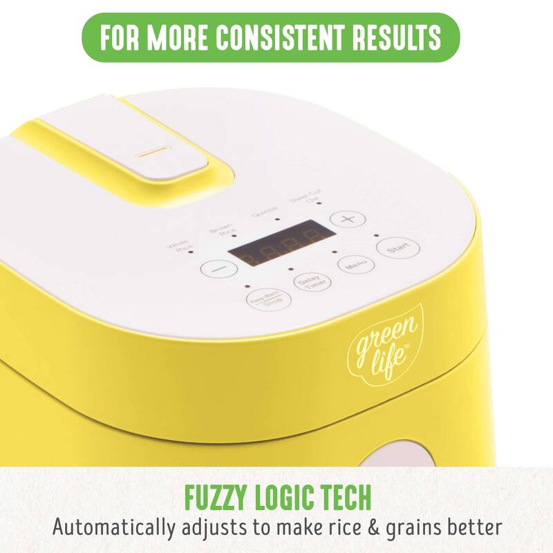 GreenLife Healthy Ceramic Nonstick Rice & Grains Cooker, Yellow