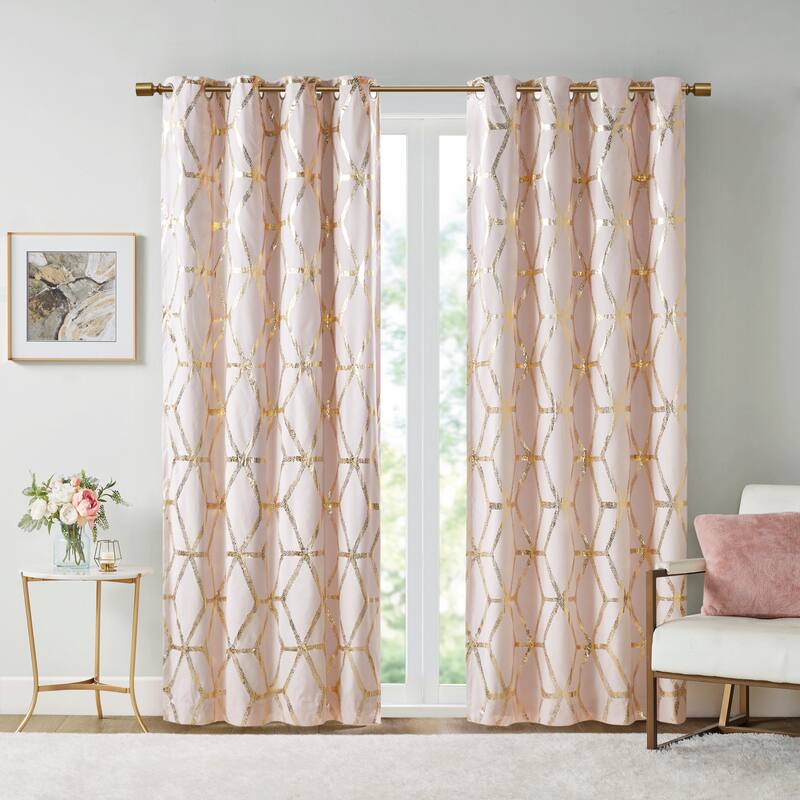 Comfort Spaces Vivian Pair Total Blackout - 2-PK 50x84" - Blush/Gold