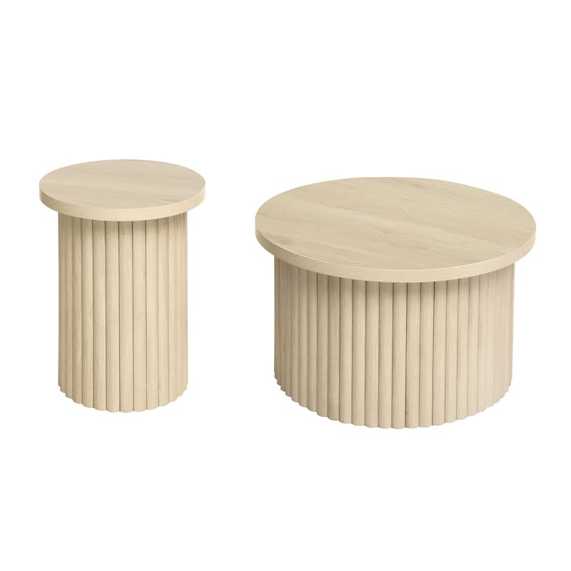 GDF Studio - Modern Metal Base Round Coffee Table Set of 2