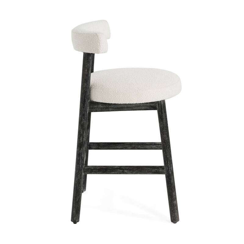 Christopher Knight Home - Riven Natural Rubberwood 26.77" Counter Stool Set with Beige Upholstery