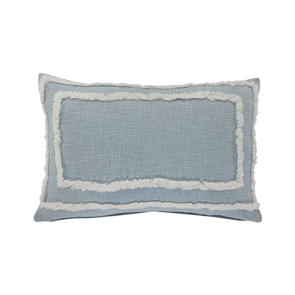 Sevita Guajira Contemporary Textured Sky Blue/White Cotton Throw Pillow