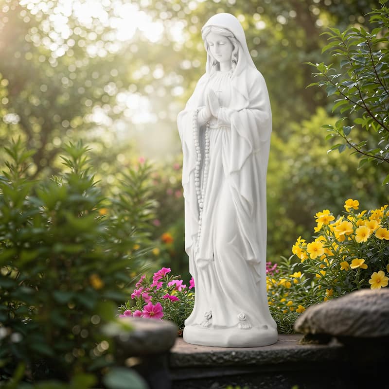 Outdoor Religious Sculpture, Garden Decor, Waterproof Sculpture, Suitable for Courtyard, Front porch, Patio - Off-White - Virgin Mary