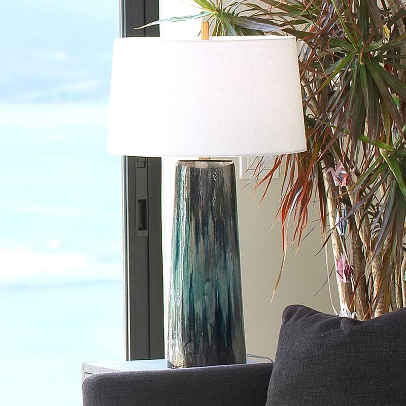 Jamie Young Brushstroke Ceramic Table Lamp with Linen Shade