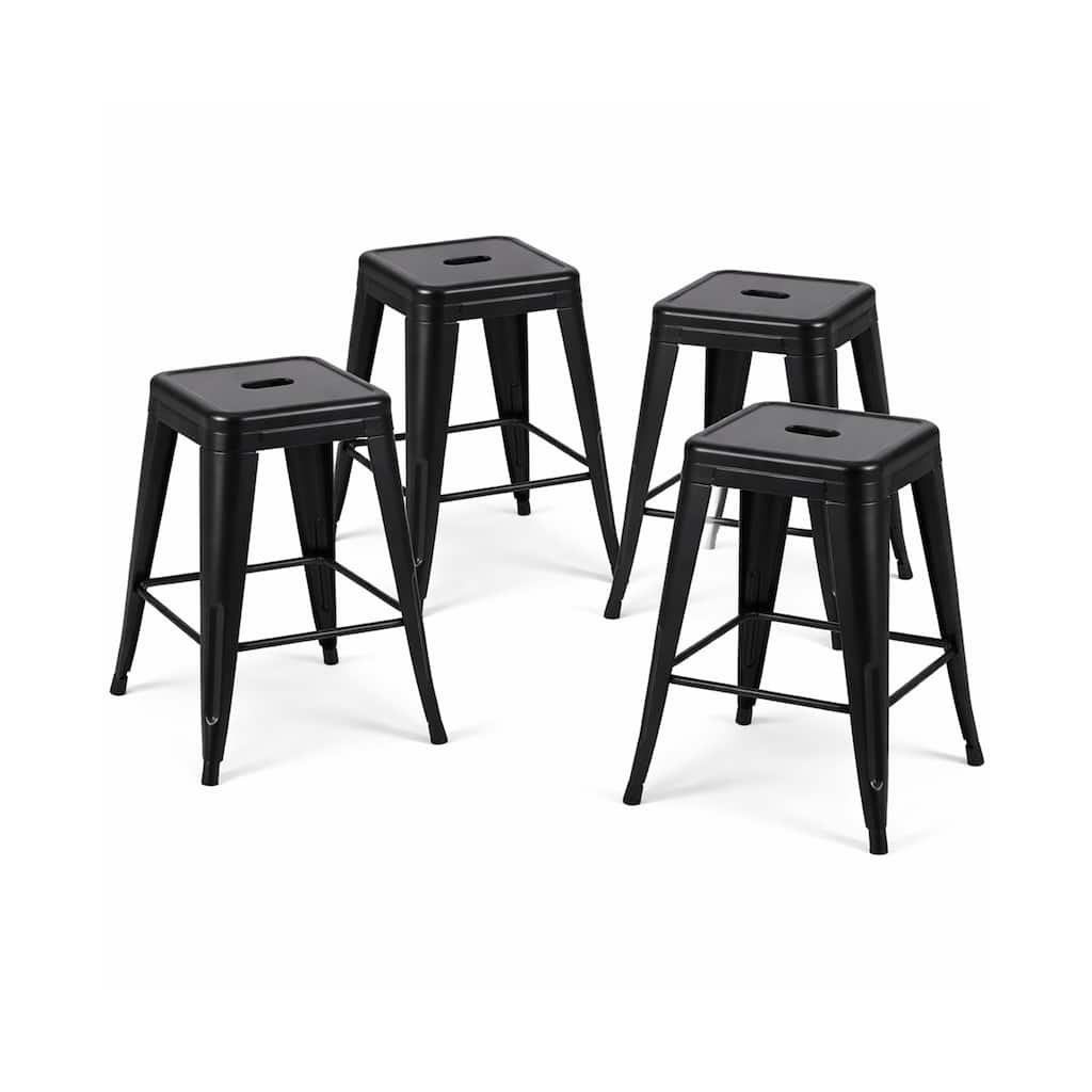 AC Pacific 24 Inch Industrial Stackable Metal Counter Stools Set of 4