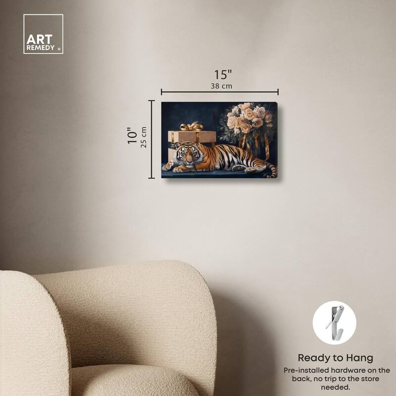 Tiger Glam Gift Boxes Canvas by Art Remedy, Gallery Wrapped