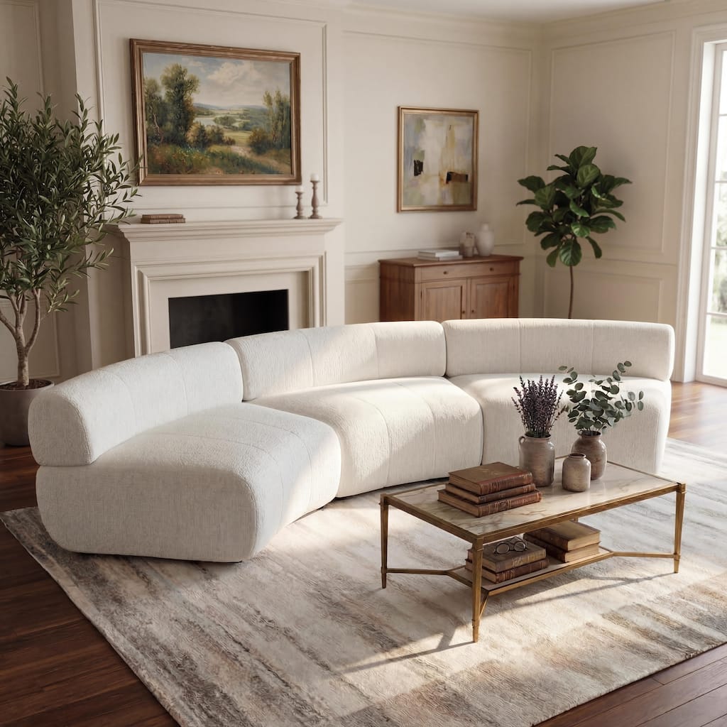 Christopher Knight Home - Modular Compressed Foam Curved 3-Seater Sectional Sofa, No Assembly Required