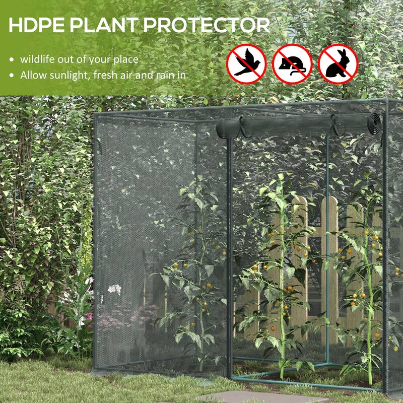 Outsunny 6 x 3ft Tall Crop Cage, Plant Protection Tent, with Two Zippered Doors, Storage Bag and 6 Ground Stakes