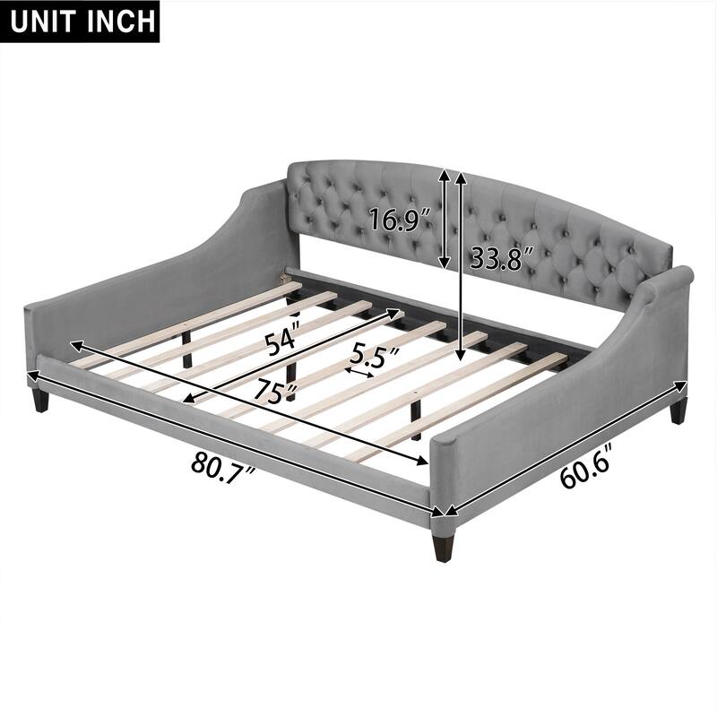Velvet Daybed with Button Tufted Backrest