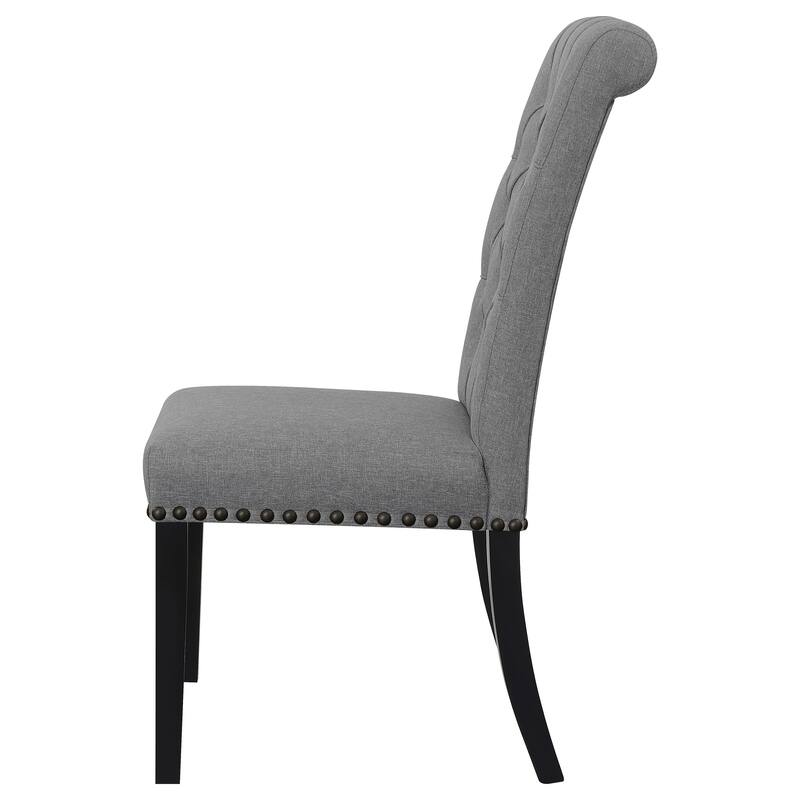 2pc Set Luxurious Feel Button-Tufted High Back Elegant Rolled Top Velvet Fabric Upholstered Nailhead Trim Tapered Legs