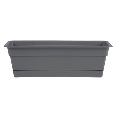 Bloem Dura Cotta Window Box Planter w/Tray 30" Charcoal Gray - 30