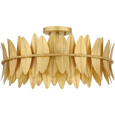 Liza 4-Light Gold Leaf Semi-Flush Mount Light