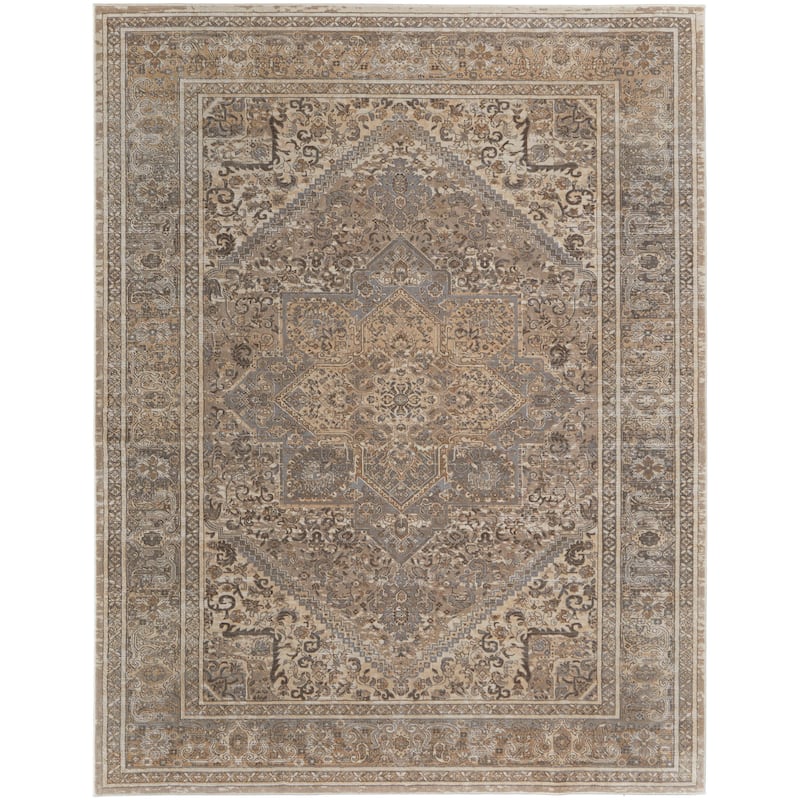 Grand Bazaar Neoma Machine Made Medallion Traditional Area Rug - 2' x 3' - Tan/Brown/Ivory