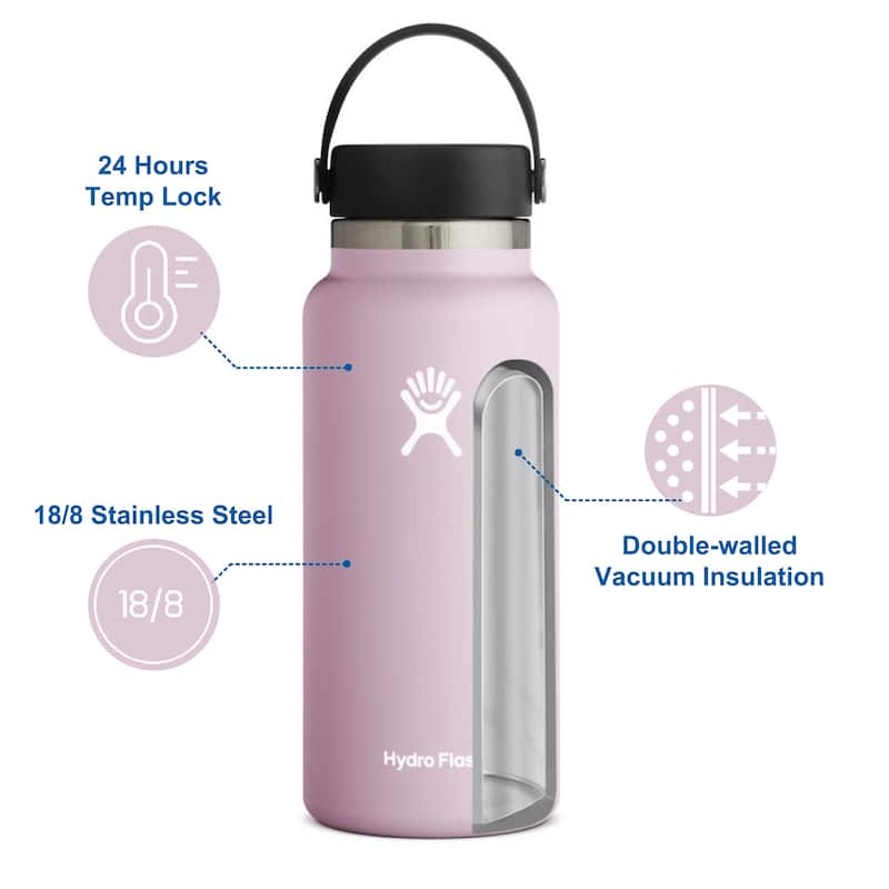 Hydro Flask Water Bottle 32oz Wide Mouth with Leakproof Flex Cap Bed
