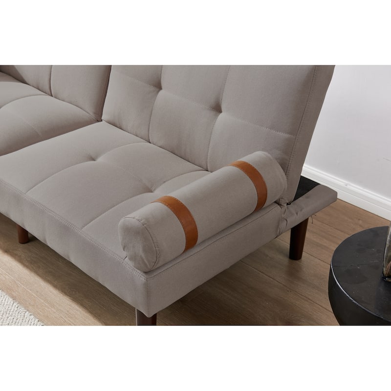 Convertible Sofa Bed Futon With Solid Wood Legs