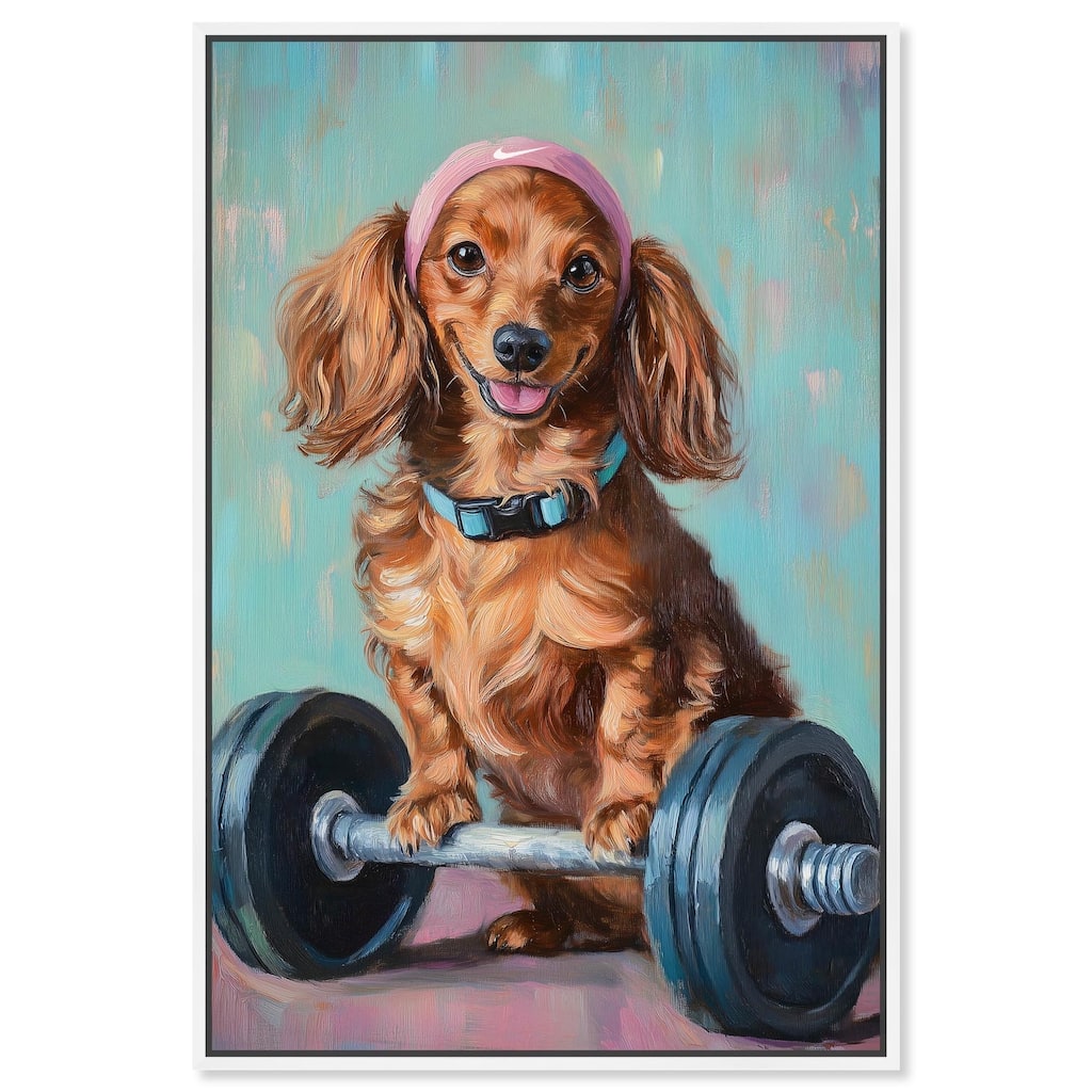 Cute Doxxie Work Out Canvas by Art Remedy