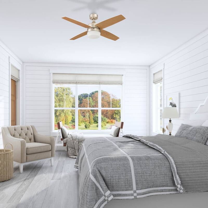 44" Prominence Home Atlas Pewter Modern Indoor LED Ceiling Fan with Light and Remote Control