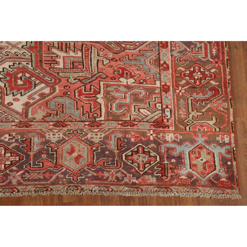 Medallion Heriz Persian Vintage Rug Handmade Traditional Wool Carpet - 9'4"x 13'2"