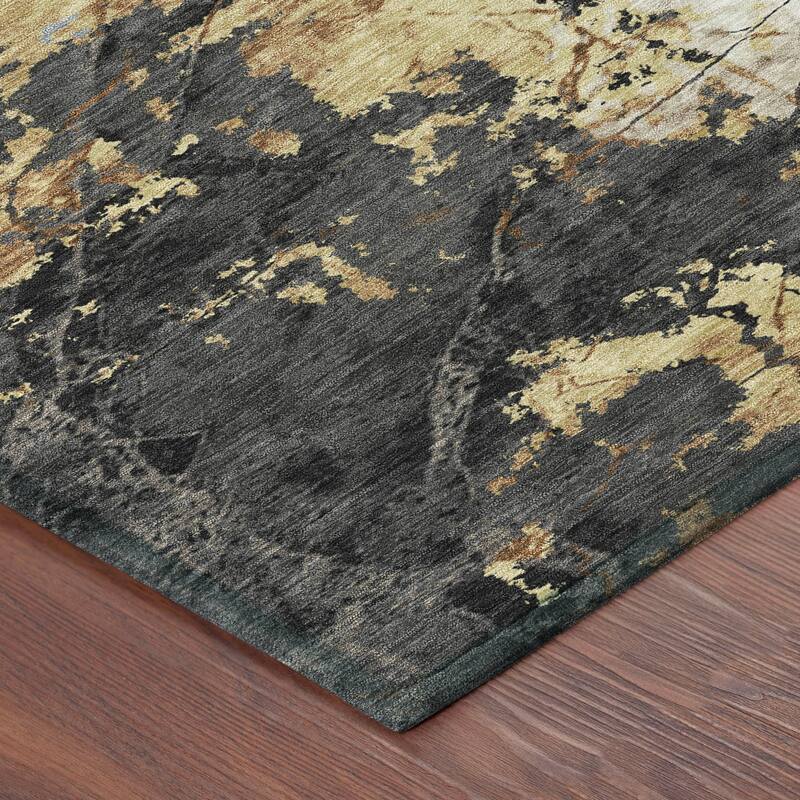 Machine Washable Indoor/ Outdoor Modern Crackle Chantille Rug