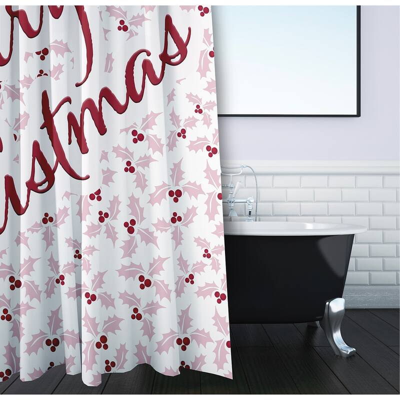 Merry Christmas with Holly Shower Curtain