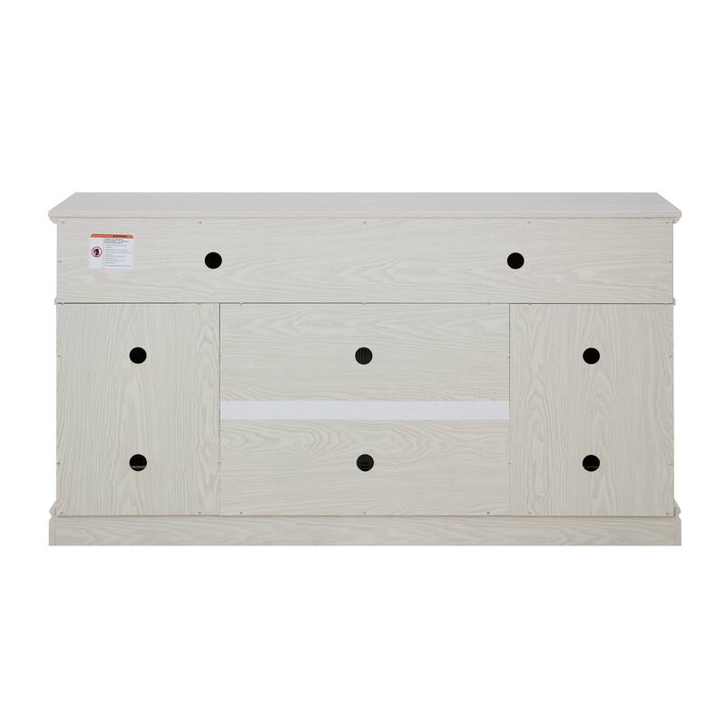 Embossed Pattern TV Stand, TV and Media Console with Open and Closed Storage Space and sliding door