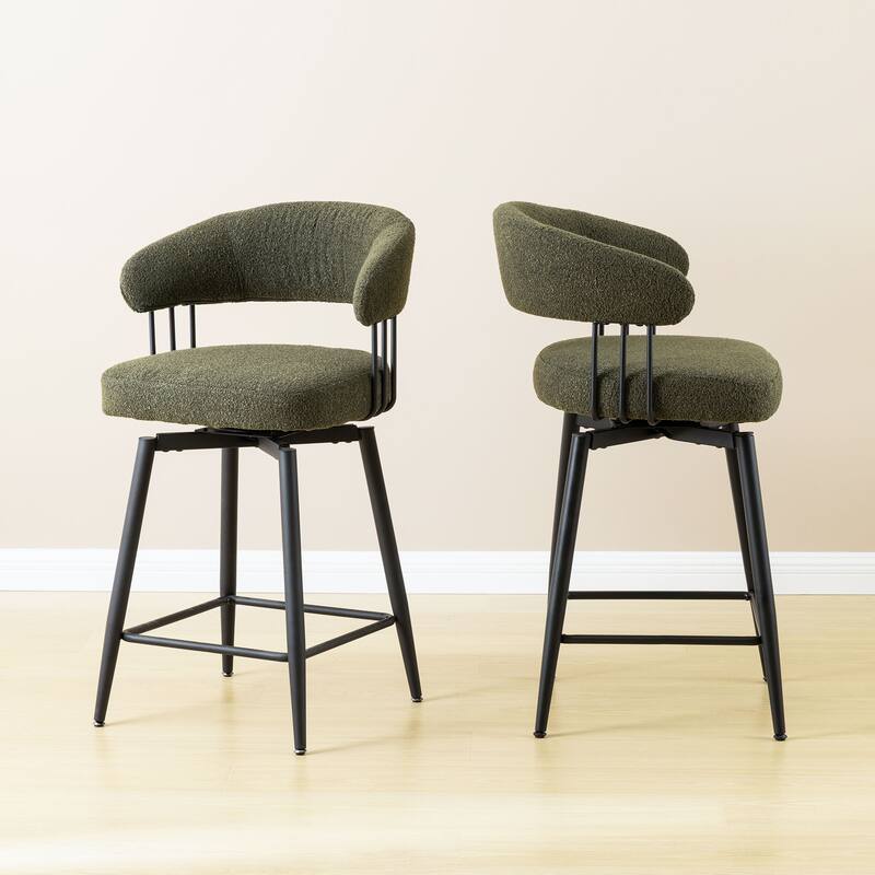 Glitzhome Set of 2 or 4 Modern Fabric/ PU Swivel Counter or Bar Stool with Metal Legs